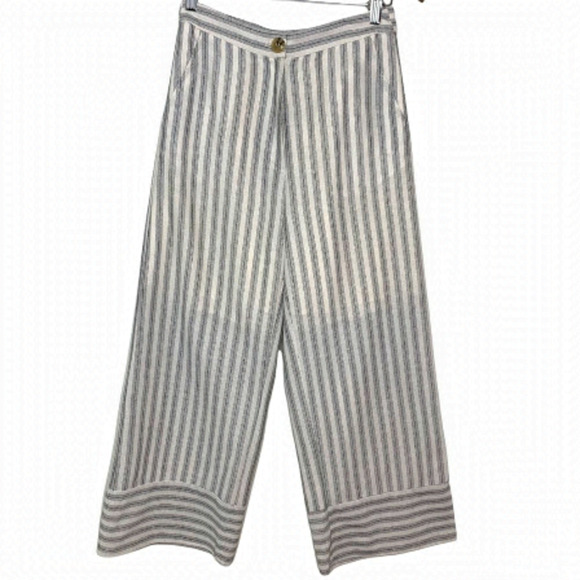 NWT Gilli Wide Leg, Linen Blend Striped Ankle Pants - Picture 1 of 13